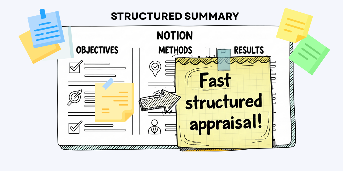 Concept mockup showing a critical appraisal in Notion